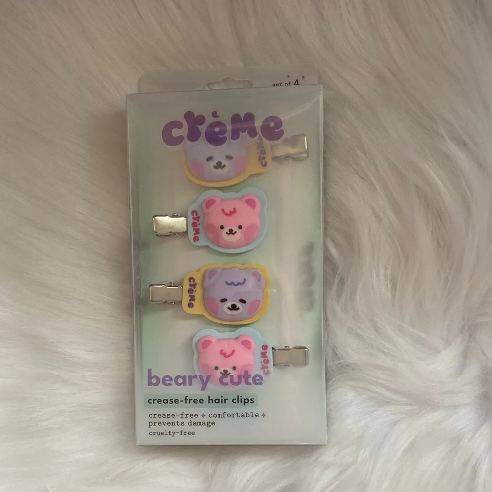 Crème Beary Cute Kids Hair Clips - Pink Multi - new